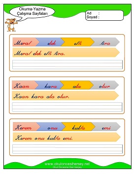 k sesi Grubu Çalışma Sayfaları